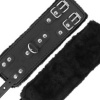 Darkness Black Leather Handcuffs Fur Lined
