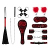 Afbeelding van Bedroom Fantasies - Lace & Leather Look - 8-delige Bondage Set - Rood