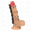 Kink 5 Metal Penis Rings 3.2 Cm to 5 Cm Connected by Leather