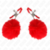 KINK Faux Fur Ball Nipple Clamp Red 6cm