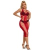 Subblime Long Red Fishnet Babydoll Dress, One Size