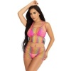 Leg Avenue Rainbow Twisted Fishnet Tank Top and Shorts Set