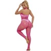 Subblime Fishnet & Lace Crotchless w/ High Neck, Pink