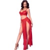 Chilirose Red Tulle Top Leggings Set Gold S