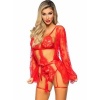 Leg Avenue 86123 Teddy Robe Set Red M