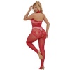 Subblime Fishnet & Lace Crotchless w/ High Neck, Red