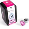 Metal Butt Plug Fuchsia Heart Small Size 7 cm