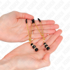 KINK Gold Thin Nipple Clamps With 3 Black Glass Beads 7cm