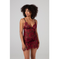 Kanten jurkje Fleur de Plaisir - zwart/rood