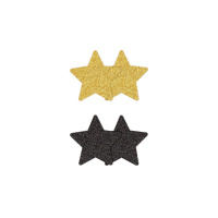 NS Novelties Pretty Pasties Glitter Stars Black/Gold 2 Pair | Zwart