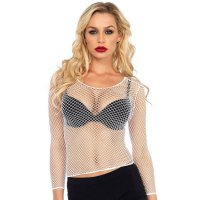 Leg Avenue Long Sleeves Fishnet Top | Wit