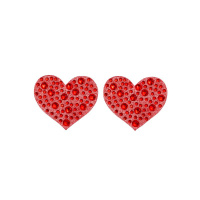 Amore Hartvormige Tepelstickers Met Strass Steentjes - Rood