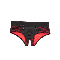 CalExotics Scandal Crotchless Pegging Panty Set S/M | Zwart