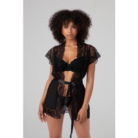 Sensuele soft touch Kimono Vaya - Zwart