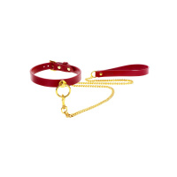 Taboom Bondage in Luxury O-Ring Collar and Chain Leash | Rood