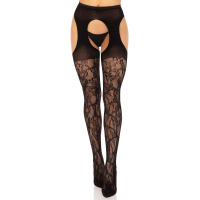 Leg Avenue Eyelet lace suspender hose | Zwart