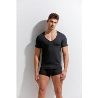 T-Shirt Met Wijde V-Hals Zwart