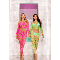 Leg Avenue Net crop top & footless tights | Groen