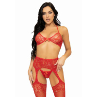 Bh-top, string en kousen - Rood