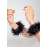 Secret Play Marabou Handcuffs | Zwart
