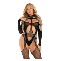 Leg Avenue Bodystocking with cutout teddy | Zwart