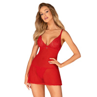 Obsessive - Chilisa Babydoll en String - Rood