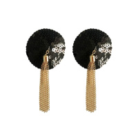 Kinky Diva Sequin Nipple Covers with Chain | Zwart
