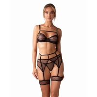 Obsessive - Nuites Driedelige Set - Zwart