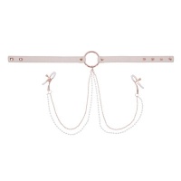 Sportsheets – S&M Peaches ‘n CreaMe Halsband met Tepelklemmen – Cream