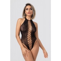 Christine - Noir Open Kruis Veter Body