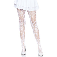 Leg Avenue Seamless Floral Lace Tights | Wit