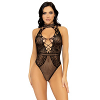 Visnet Kanten Bodysuit - Zwart