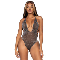 Leg Avenue Lurex & rhinestone teddy | Zwart