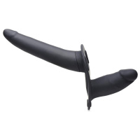 Power Pegger Dubbele Strap-On Vibrator - Zwart