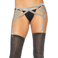 Leg Avenue Lurex elastic garter belt | Zilver