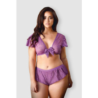 Kate Crop Top Met Sexy French Knickers - Paars