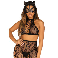 Leg Avenue Vegan leather studded catmask | Zwart