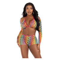 Leg Avenue Rainbow top, shrug & shorts | Meerkleurig