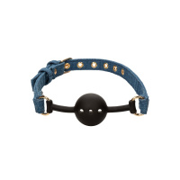 CalExotics Ride 'em Premium Denim Collection Ball Gag | Blauw