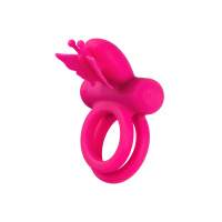 CalExotics Silicone Rechargeable Dual Butterfly Ring | Roze