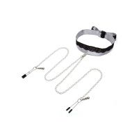 Fifty Shades of Grey Play Nice Satin & Lace Collar & Nipple Clamps | Zilver