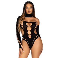 Asymmetrische Bodysuit met Open Rug - Zwart