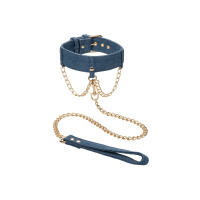 CalExotics Ride 'em Premium Denim Collection Collar with Leash | Blauw