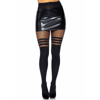 Leg Avenue Pantyhose With Fishnet Stripes | Zwart