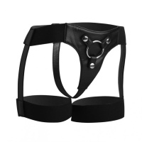 Zwart strap on harnas jarretel stijl