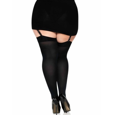 Leg Avenue Nylon Thigh Highs with Bow Plus Size Black - image 3