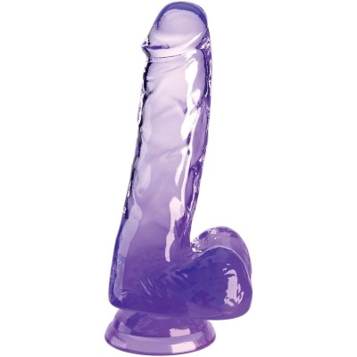 King Cock Clear Realistic Penis with Balls 13.5cm Purple