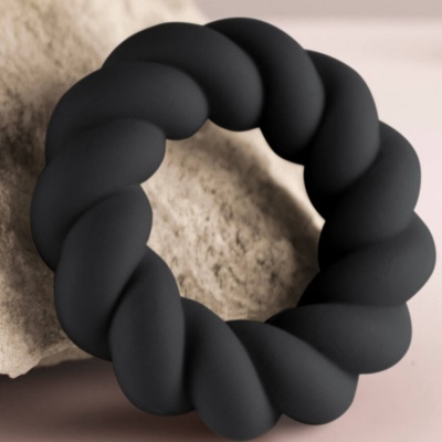 Rocks-Off Twist Black Silicone Masturbator Ring - image 5