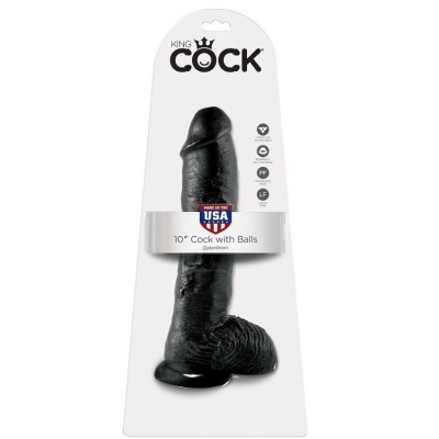 King Cock Black Dildo with Balls, 25.4 CM - image 5