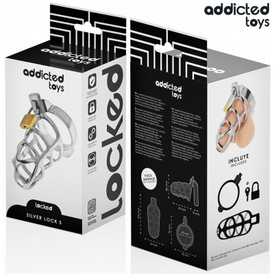 Addicted Toys Locked Silver Lock Metal Penis Cage Size S - image 6